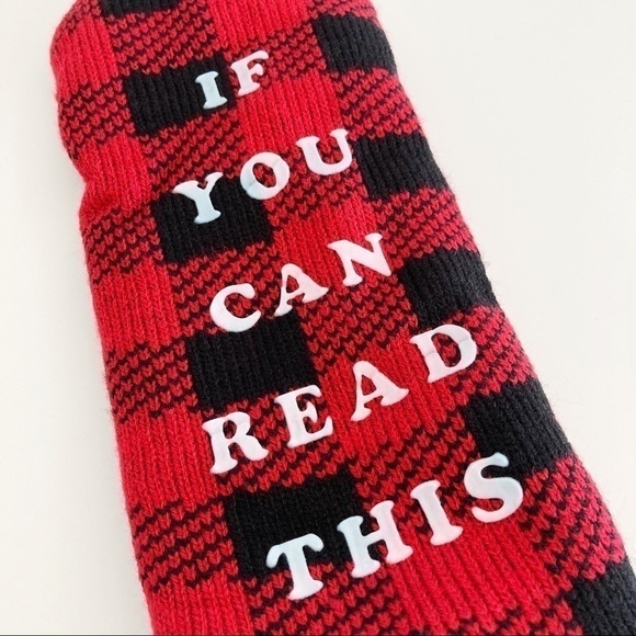 Lumberjack Red Plaid Sherpa Lined Novelty Unisex Slipper Socks Size 9/10 - Picture 7 of 10